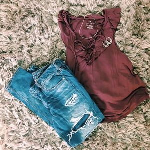 Dark purple cross tank top from American Eagle